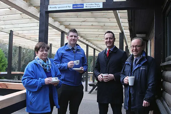 Time for tea: Anthony Foxlee-Brown, Debbie Valman, Grundon director, Bradley Smith and Groundwork South’s executive director Gary Jacobs.