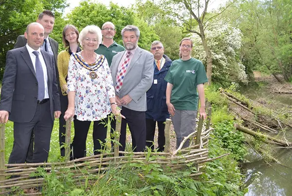 Wild Banbury project funders (left to right): Andrew Short (Grundon), Anthony Foxlee-Brown (Grundon), Suzi Wild (Banbury Museum), Cllr Chris Heath (Chairman, Cherwell District Council), Neil Clennell (Director of Conservation & Education, Oxfordshire, BBOWT), Cllr Colin Clarke (Banbury Town Council), Mike Hill (Banbury Town Council), Judith Hartley (Wild Banbury project officer, BBOWT)