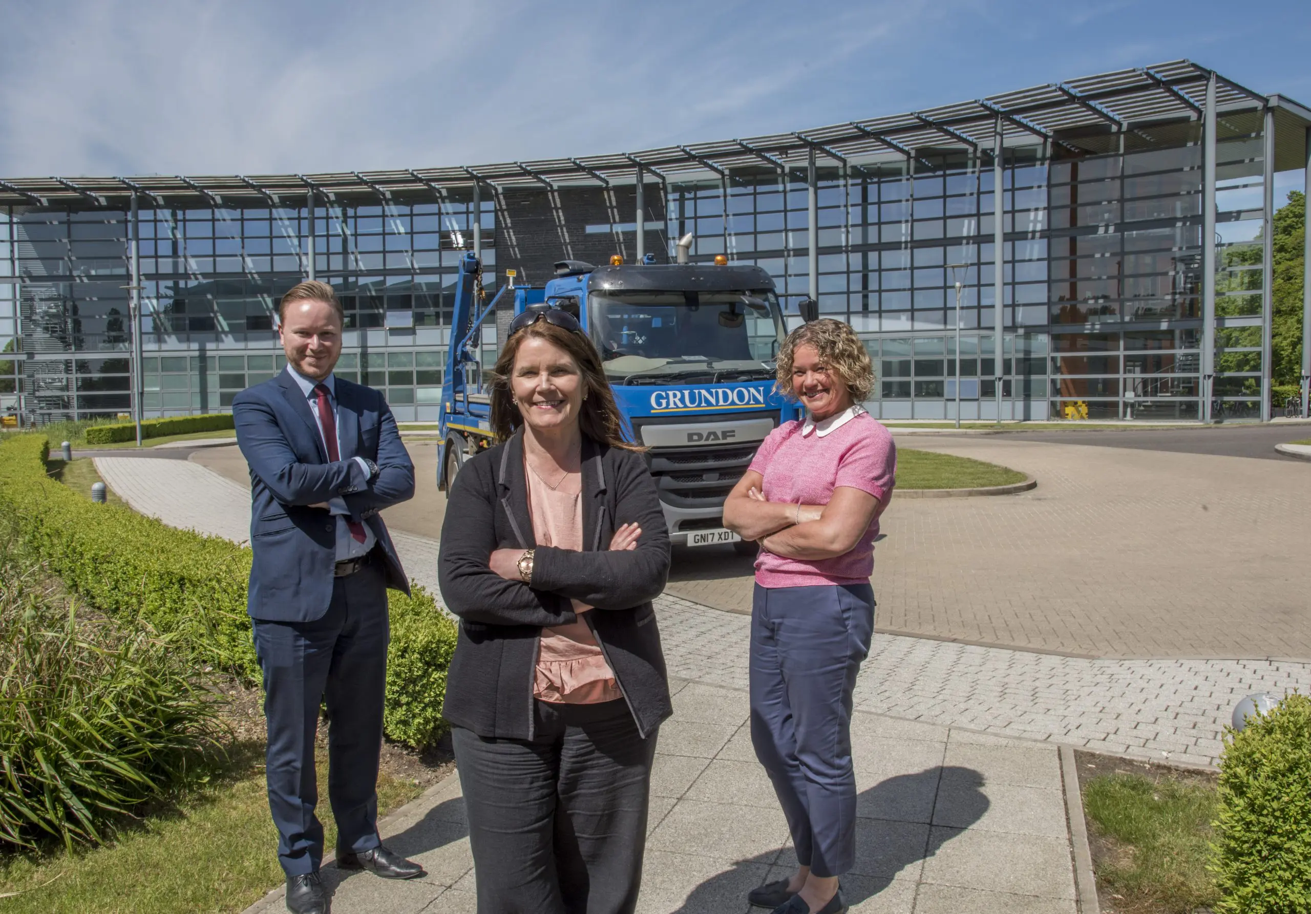 Estates Manager Donna Bowles (centre) works closely with Grundon's Jon Hammond (left) and Tracy Richardson (right) on the waste management at Howbery Business Park