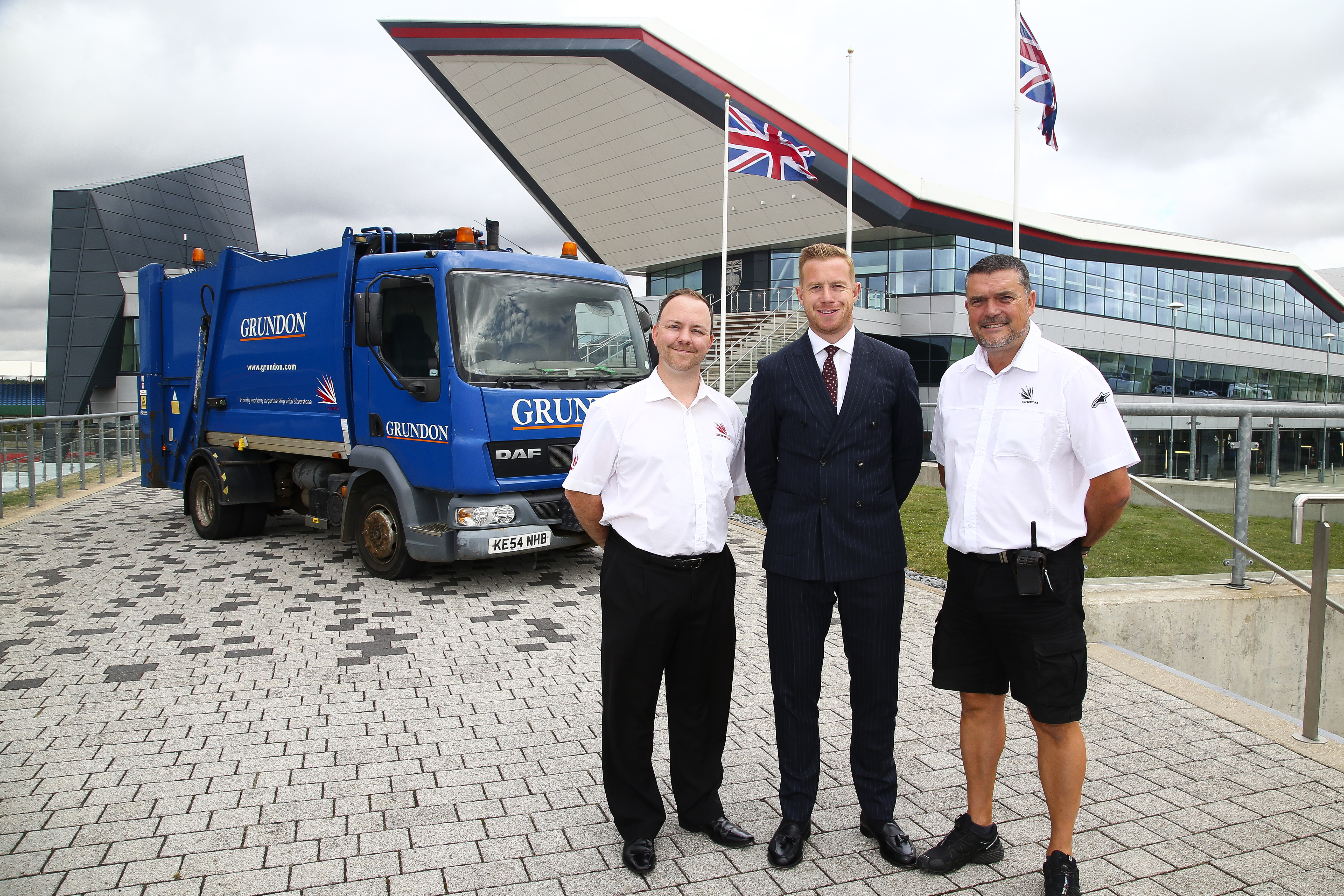 Grundon's Stephen Hill, centre, with Silverstone's Lee Thomas (left) and Lee Howkins