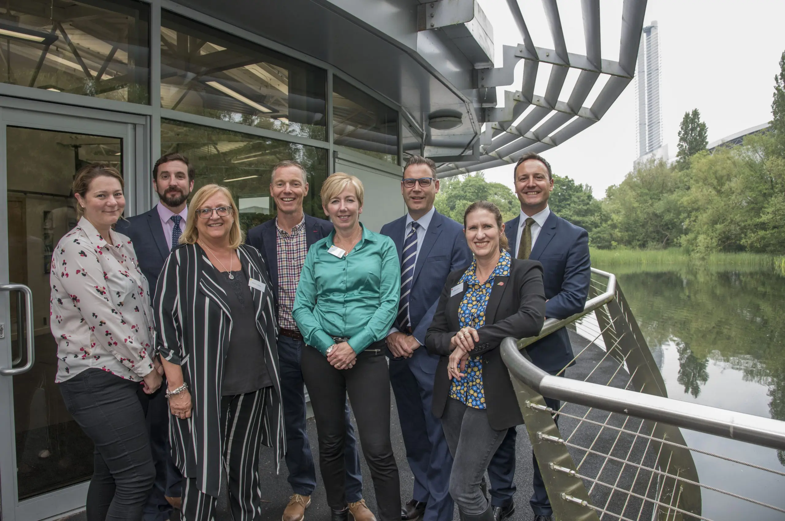 Pictured from left to right are IWFM Home Counties committee members: Hettie Orpin, Adam Phillips, Beverley Mason, Adrian Powell, Sarah Prentice, Neil Grundon, Bradley Smith and Ashleigh Brown, IWFM Non-Executive Board Deputy Chairman