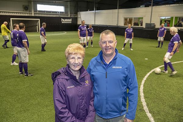 Cancer United's Jan Sheward with Graham Wells, Grundon's Depot Manager