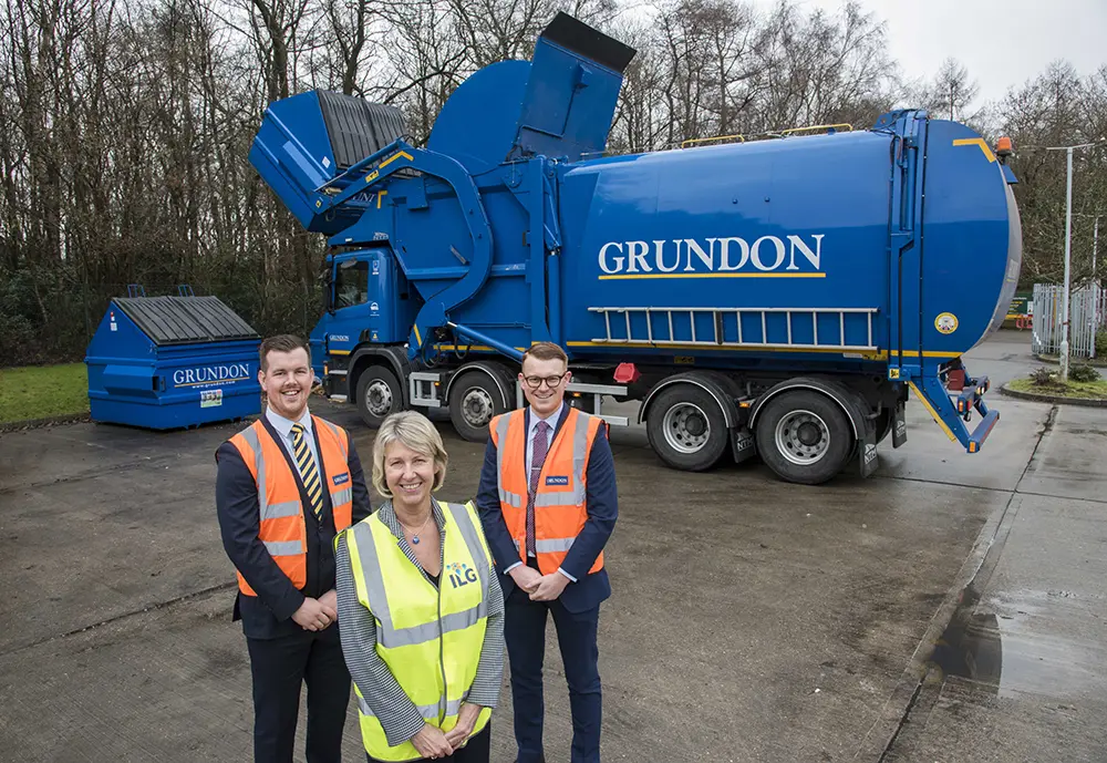 Grundon's Tom Coombe, Waste Management Sales, and Andy Piasko, Contract Manager, pictured with Jane Middlemiss, Director of Organisational Development at ILG (centre)