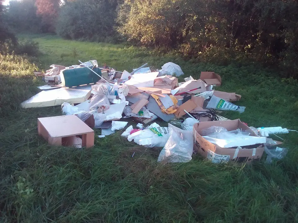 The extent of the fly-tipping damage at Priory Meadow in July 2018.