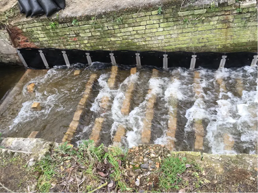 Work at Hithermoor Weir has been completed, including the installation of specially-designed eel tiles which enable the young eels to climb the weir