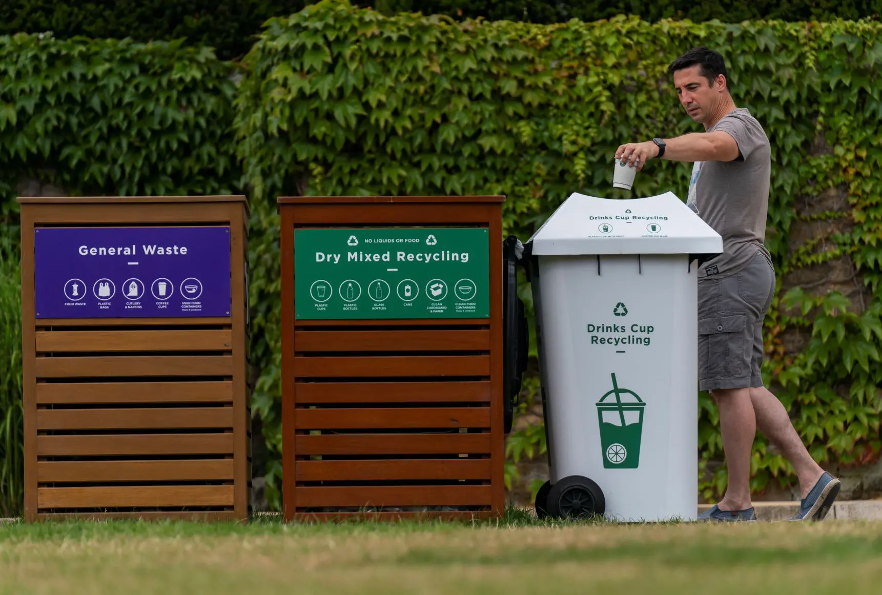 Amongst many improvements at The Championships 2019, clearly-marked bins have helped to avoid contamination