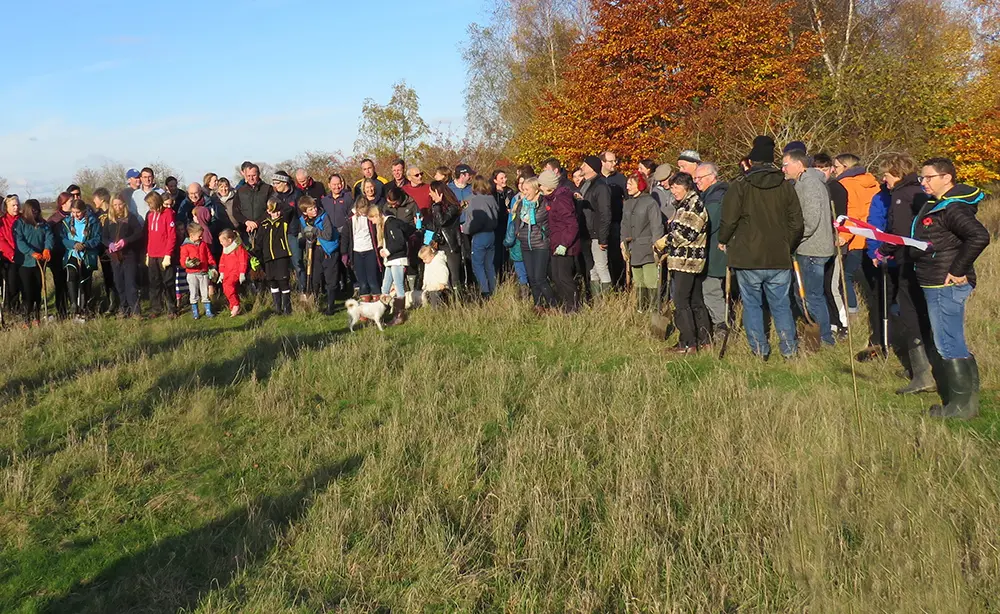 Plenty of volunteers arrived to help for the tree planting programme. Photo credit: Benson Nature Group