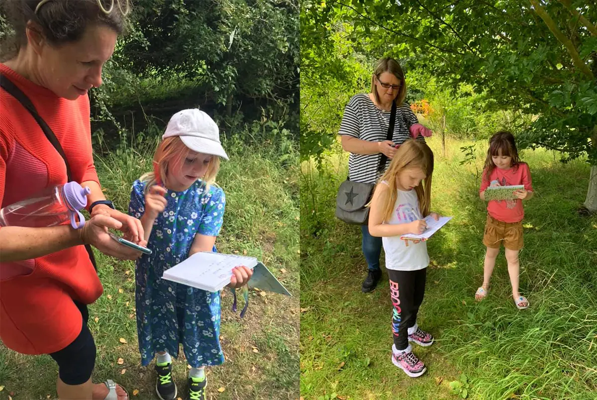 Youngsters enjoy exploring at Warwick Spinney. Photo credit: Benson Nature Group