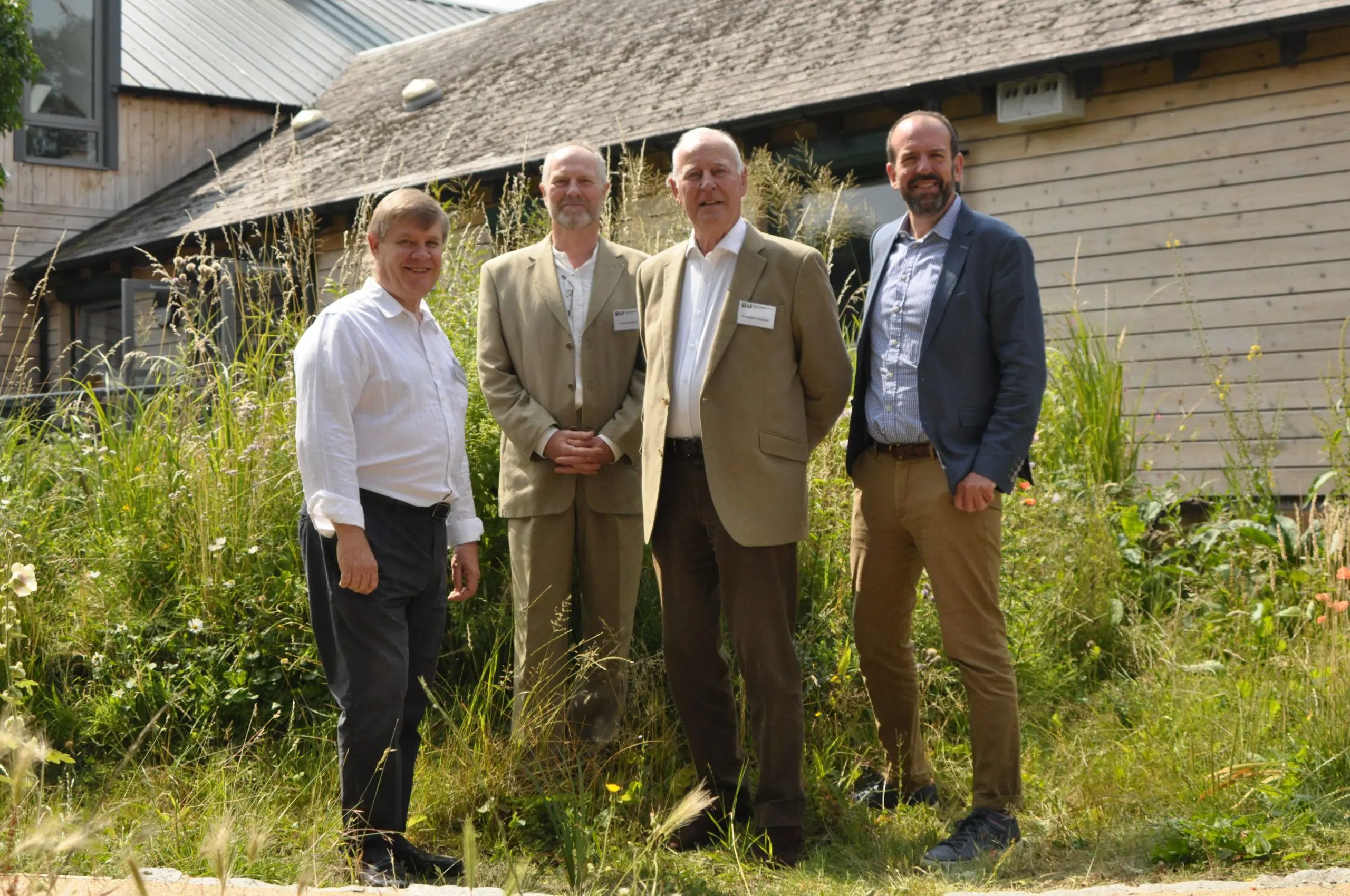 Pictured from left Richard Skehens, Grundon's former CEO; David Bullock, Chair of Trustees at Gloucestershire Wildlife Trust; Norman Grundon, Chairman of Grundon Waste Management; and Roger Mortlock, CEO of Gloucestershire Wildlife Trust.