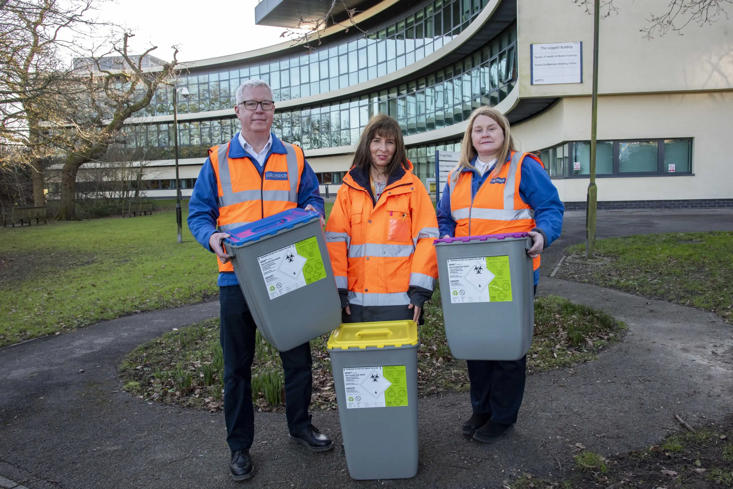 Grundon’s Andrew Stratton, Commercial Manager – Clinical, is pictured with the university’s Nicola Walker (centre) and Shauna Costley.