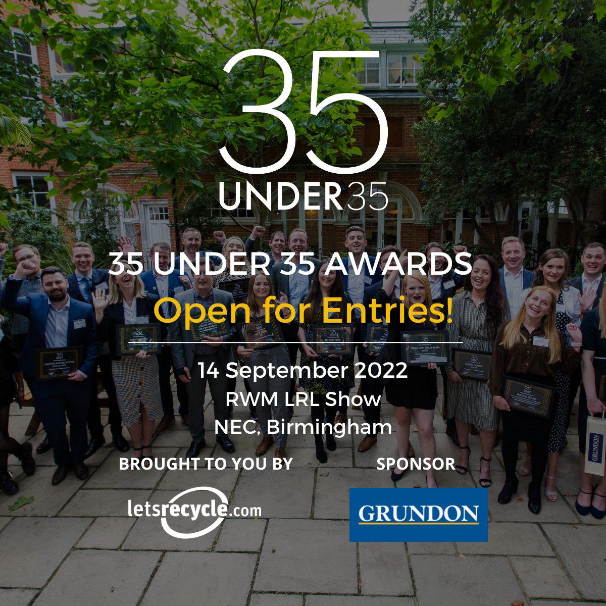 The 35 UNDER 35 scheme is open exclusively to those who work in the waste, recycling and organics industries, and the deadline for entries is 1 July 2022.
