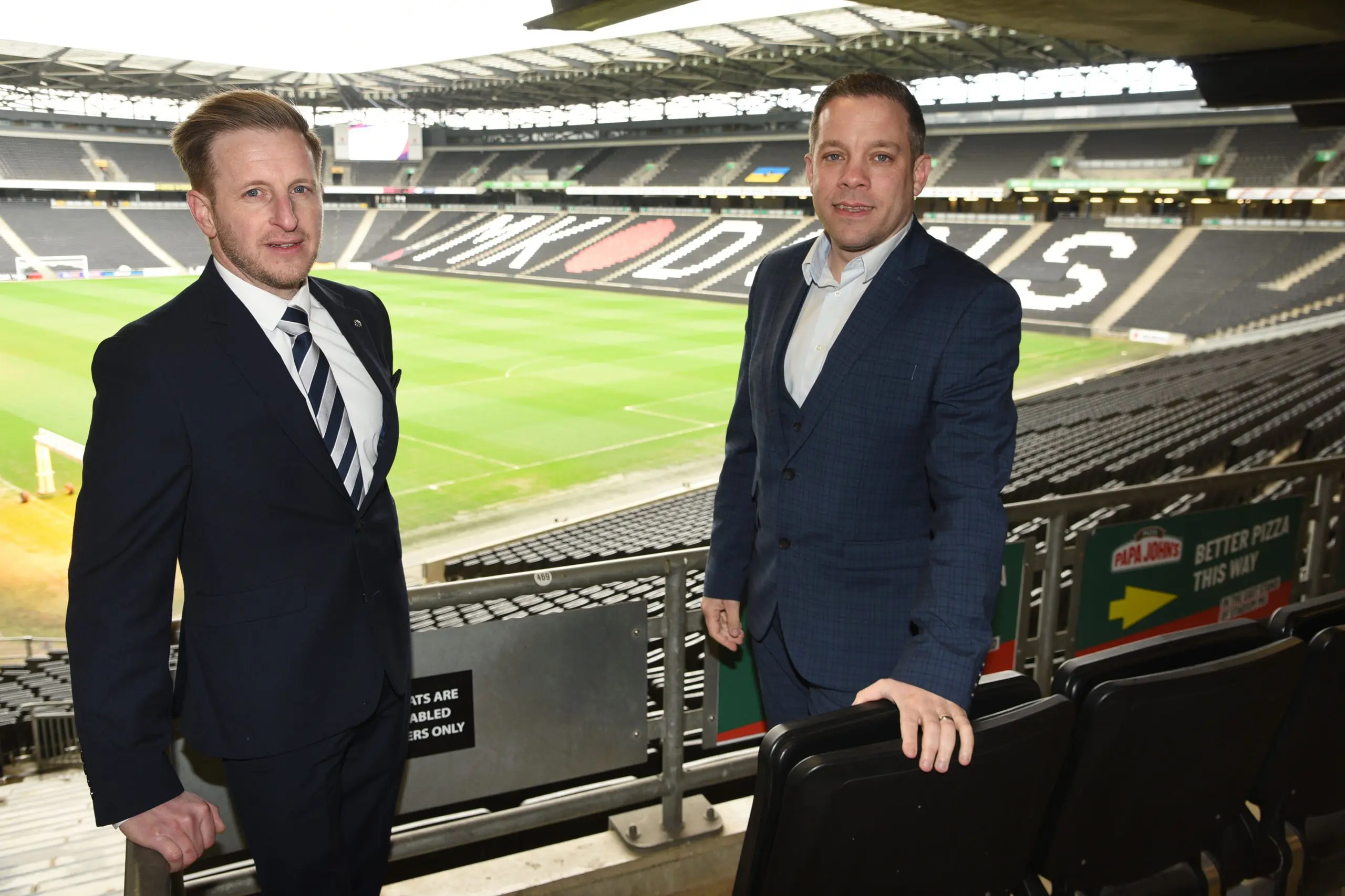 L-R Grundon's James Standen with Andy Wooldridge, Commercial Manager at Stadium MK