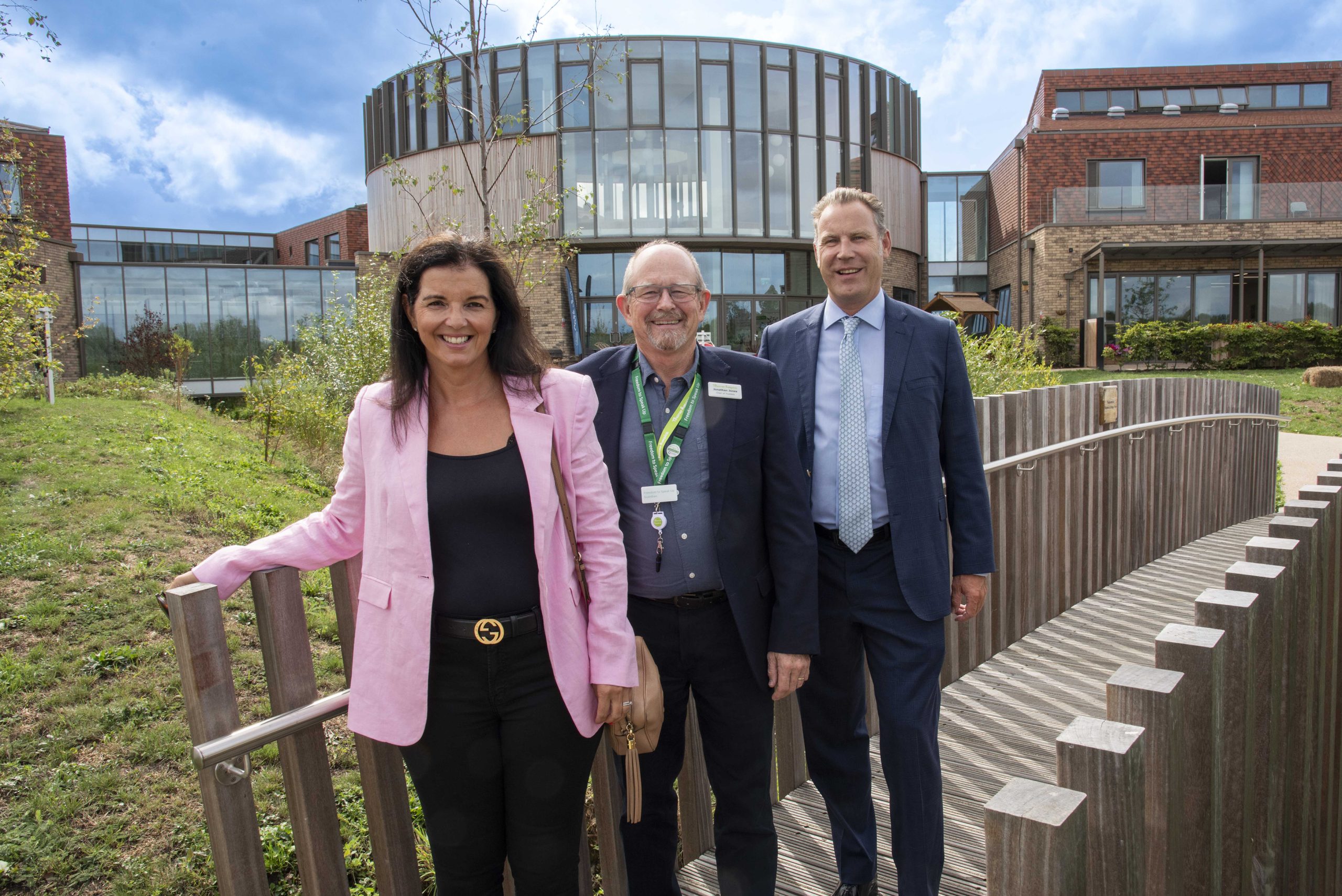 Derna and Neil Grundon  joined Jonathan Jones, Chair of Trustees at Thames Hospice (centre) at a special thank you event for sponsors which supported the building of its new  hospice, situated by Bray Lake in the Royal Borough of Windsor and Maidenhead.