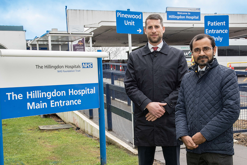 Pictured from left to right, Grundon's Jack Yarrow, Regional Sales Manager, with Hyder Mohammad, Head of Sustainability at The Hillingdon Hospitals NHS Foundation Trust