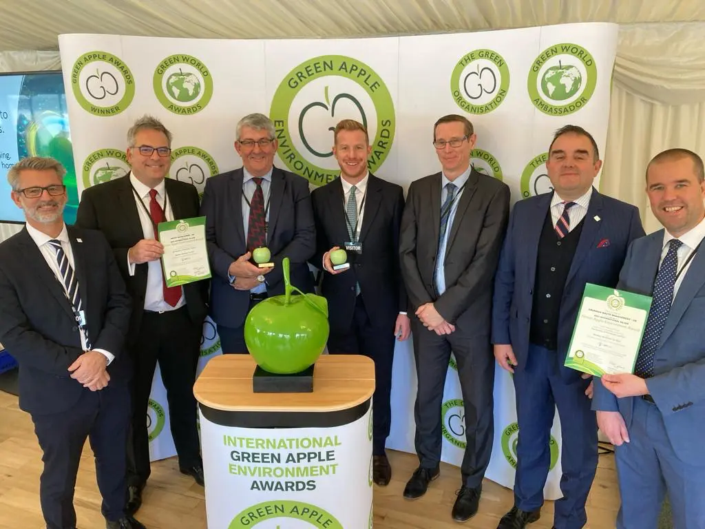 Celebrating success for Ascot Racecourse and Grundon are (from left) Paul Paisis-Oakwell, Peter Watts, Keith Field, Stephen Hill, Gary Piper, Jonathon Parker and Shaun Workman.