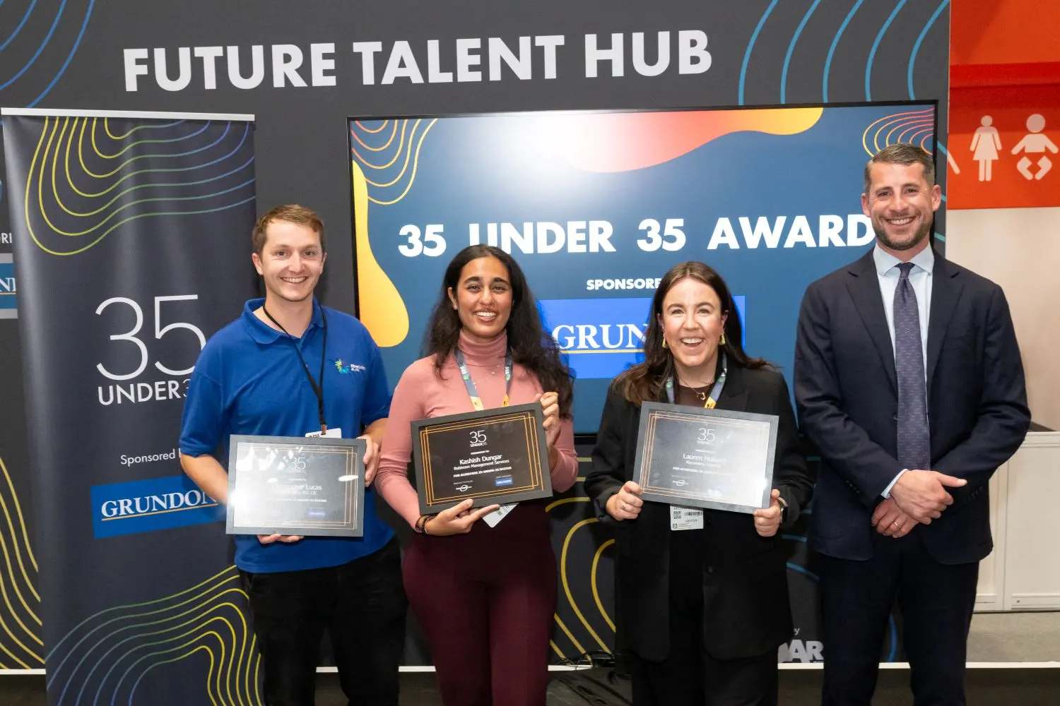 The top three nominees with Grundon's Jack Yarrow, Head of Commercial (right)