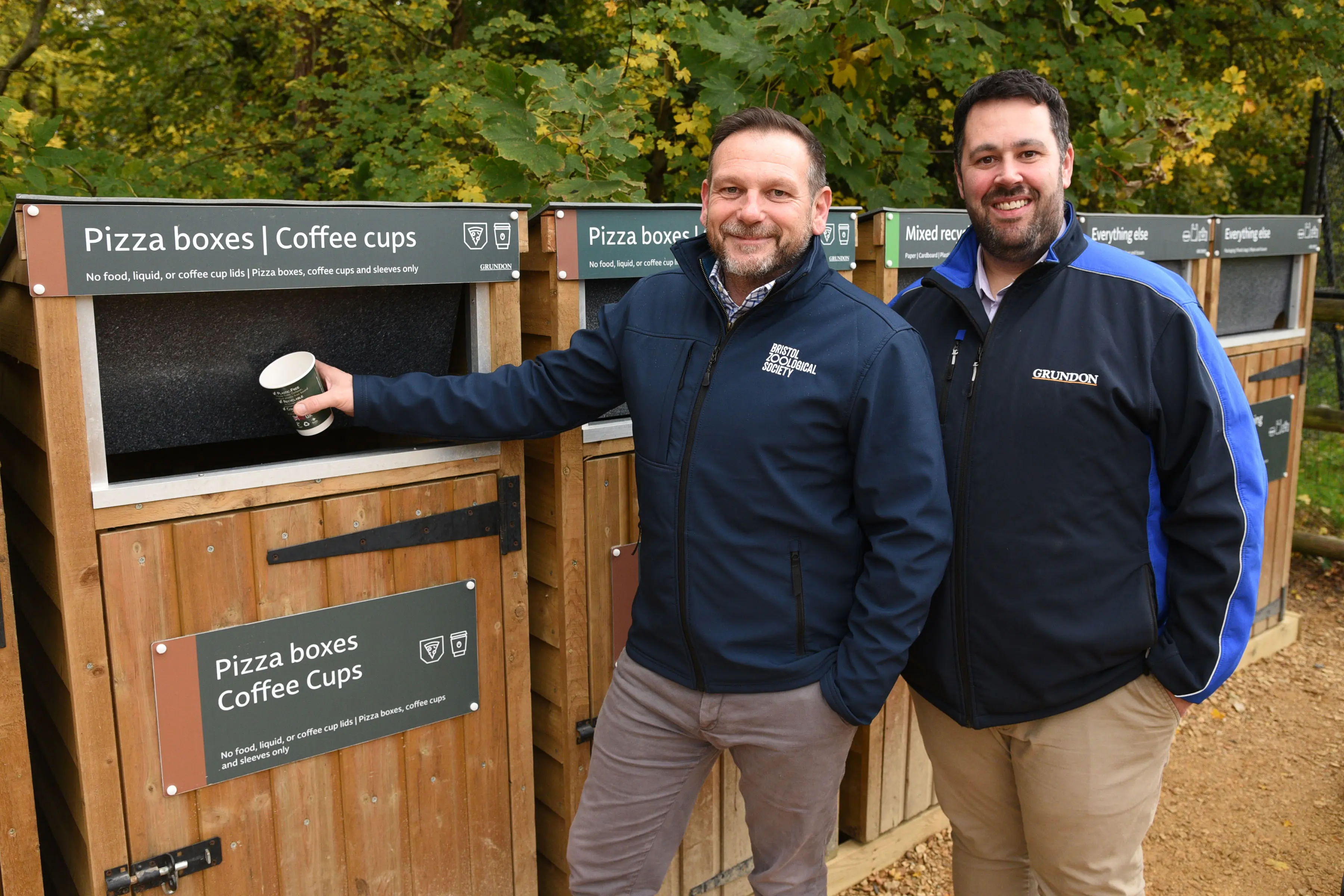 Jonathan Timney, Director of Estates at Bristol Zoological Society, pictured left, with Dan Peacey, Regional Sales Manager at Grundon